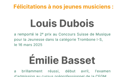 Félicitations à nos jeunes musiciens !